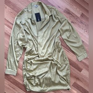 Fashion Nova Green Satin Mini Dress